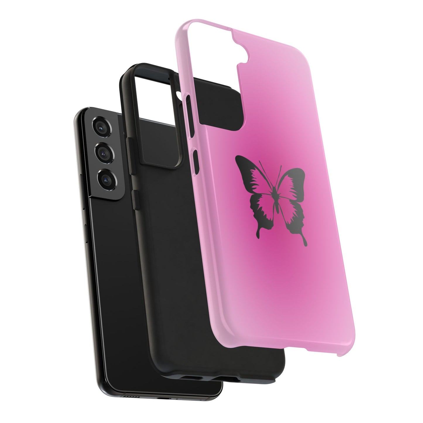 Cute Glossy Phone Case, Butterfly Pink Aura, Trendy, It Girl