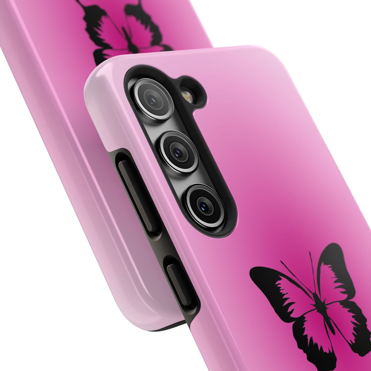 Cute Glossy Phone Case, Butterfly Pink Aura, Trendy, It Girl