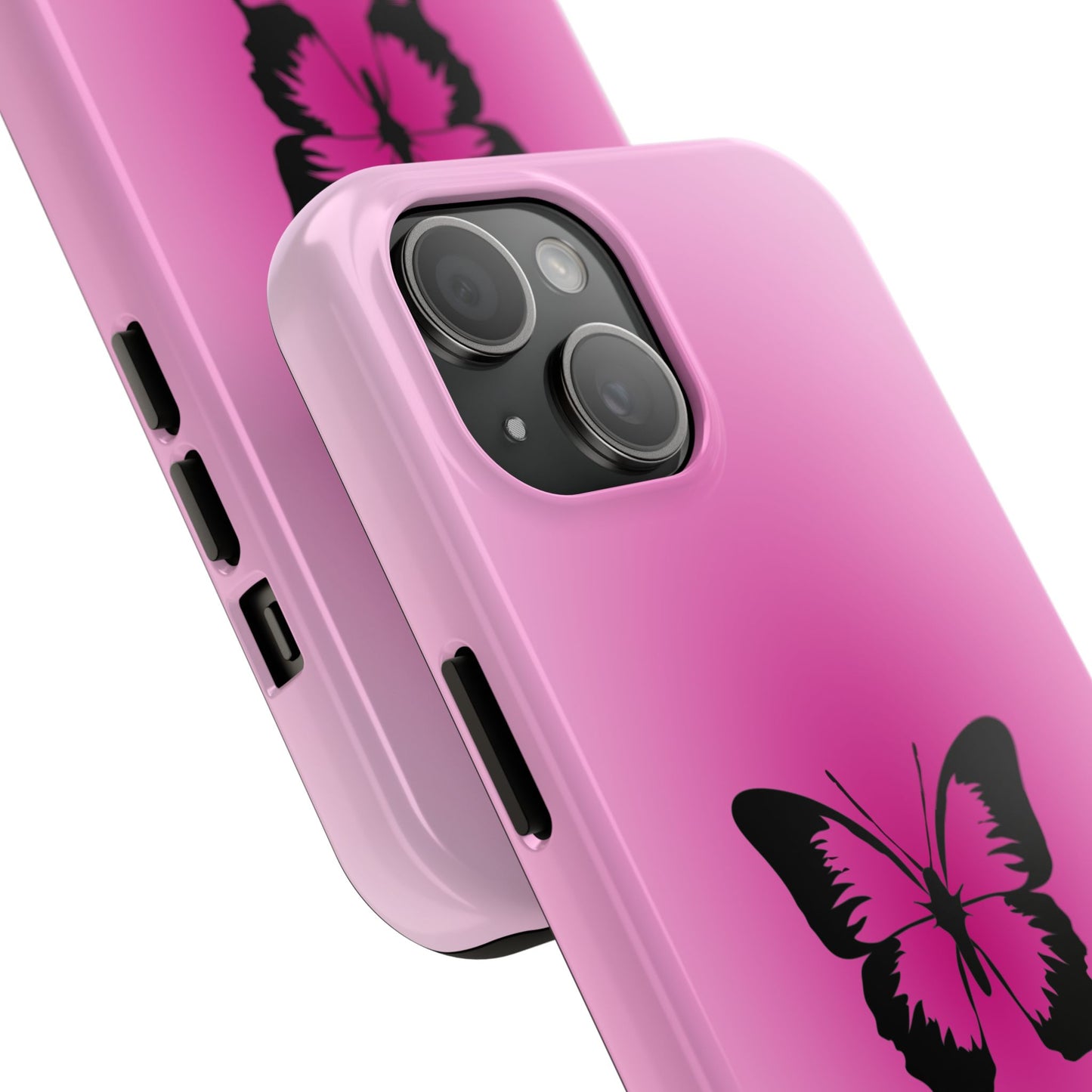 Cute Glossy Phone Case, Butterfly Pink Aura, Trendy, It Girl