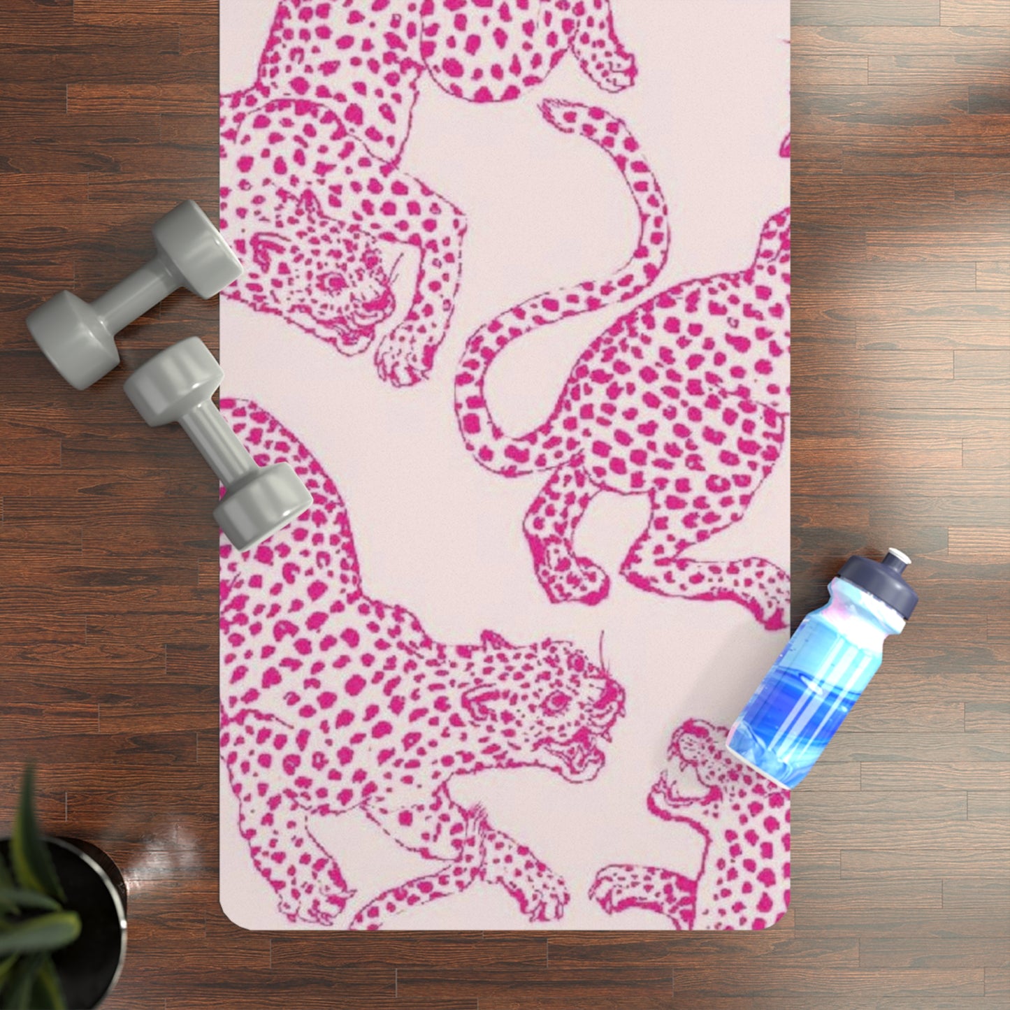 Pink and Creme Tiger Print Yoga Mat