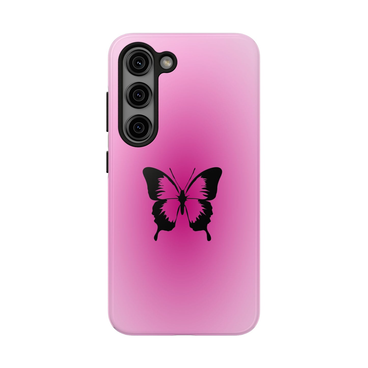 Cute Glossy Phone Case, Butterfly Pink Aura, Trendy, It Girl