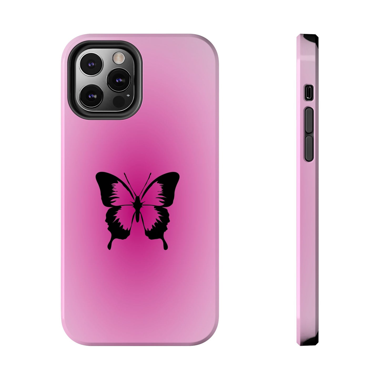 Cute Glossy Phone Case, Butterfly Pink Aura, Trendy, It Girl