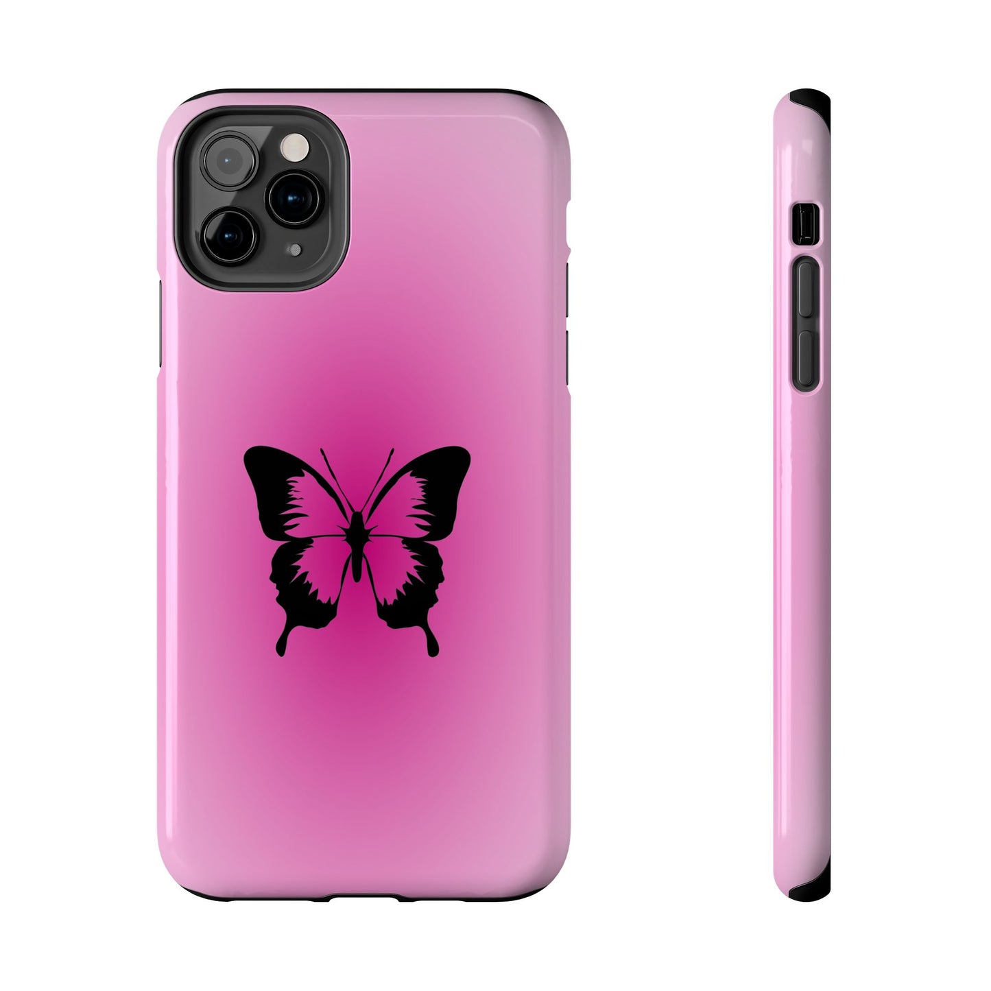 Cute Glossy Phone Case, Butterfly Pink Aura, Trendy, It Girl