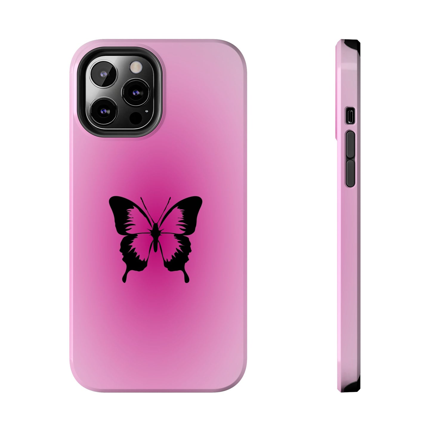 Cute Glossy Phone Case, Butterfly Pink Aura, Trendy, It Girl