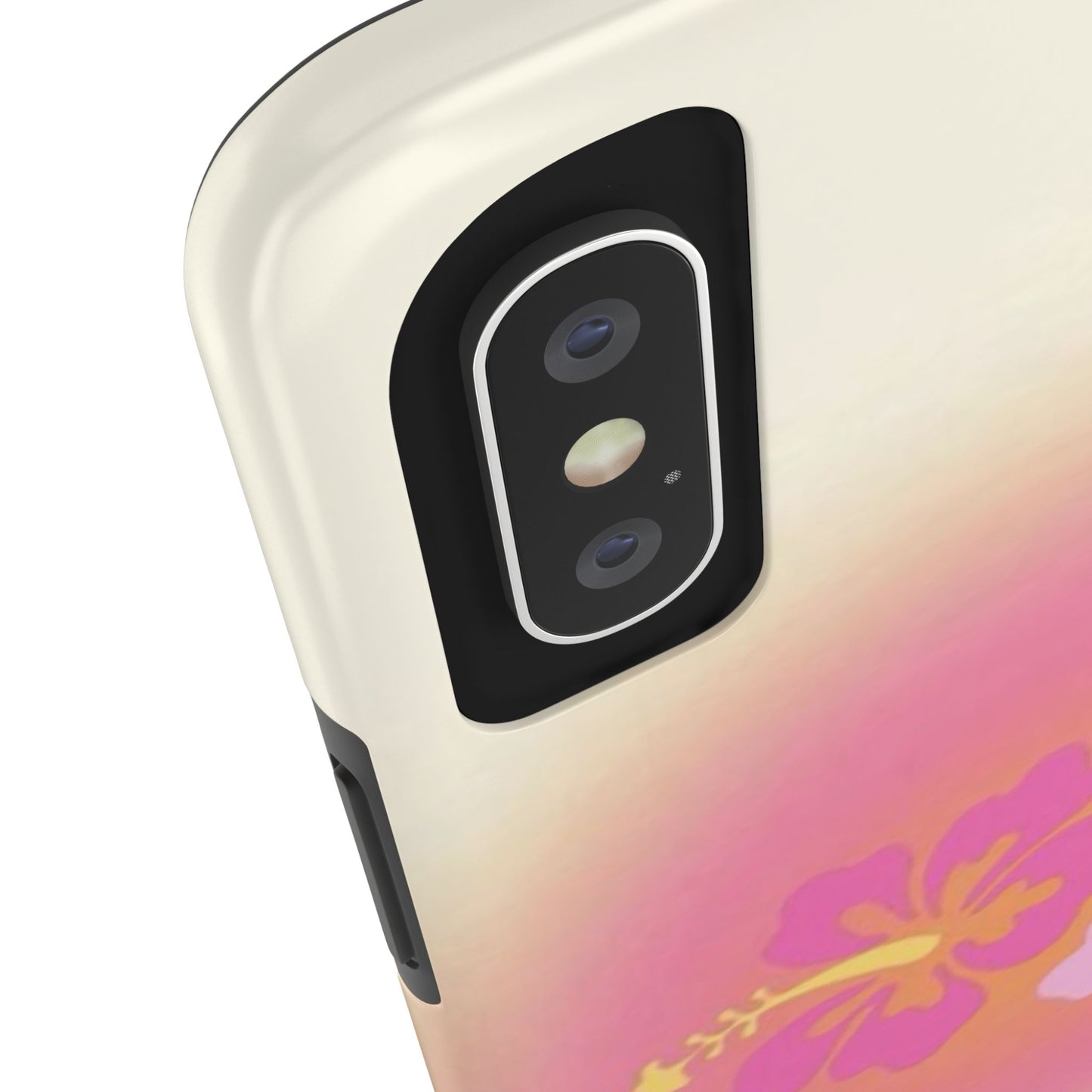 Pink Tropical Phone Case, Hawaiian, Hibiscus, Pink, Orange, Aura, Aesthetic, Clean Girl, Preppy, Beach, Los Angeles, Miami, Glossy Phone Case