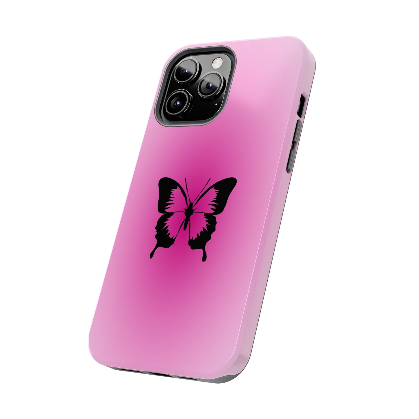 Cute Glossy Phone Case, Butterfly Pink Aura, Trendy, It Girl