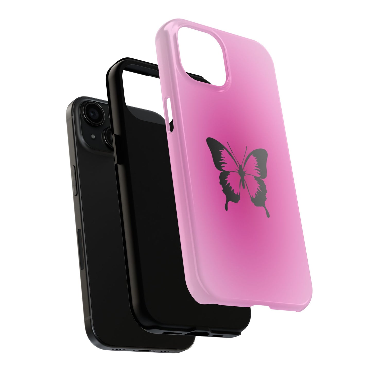 Cute Glossy Phone Case, Butterfly Pink Aura, Trendy, It Girl