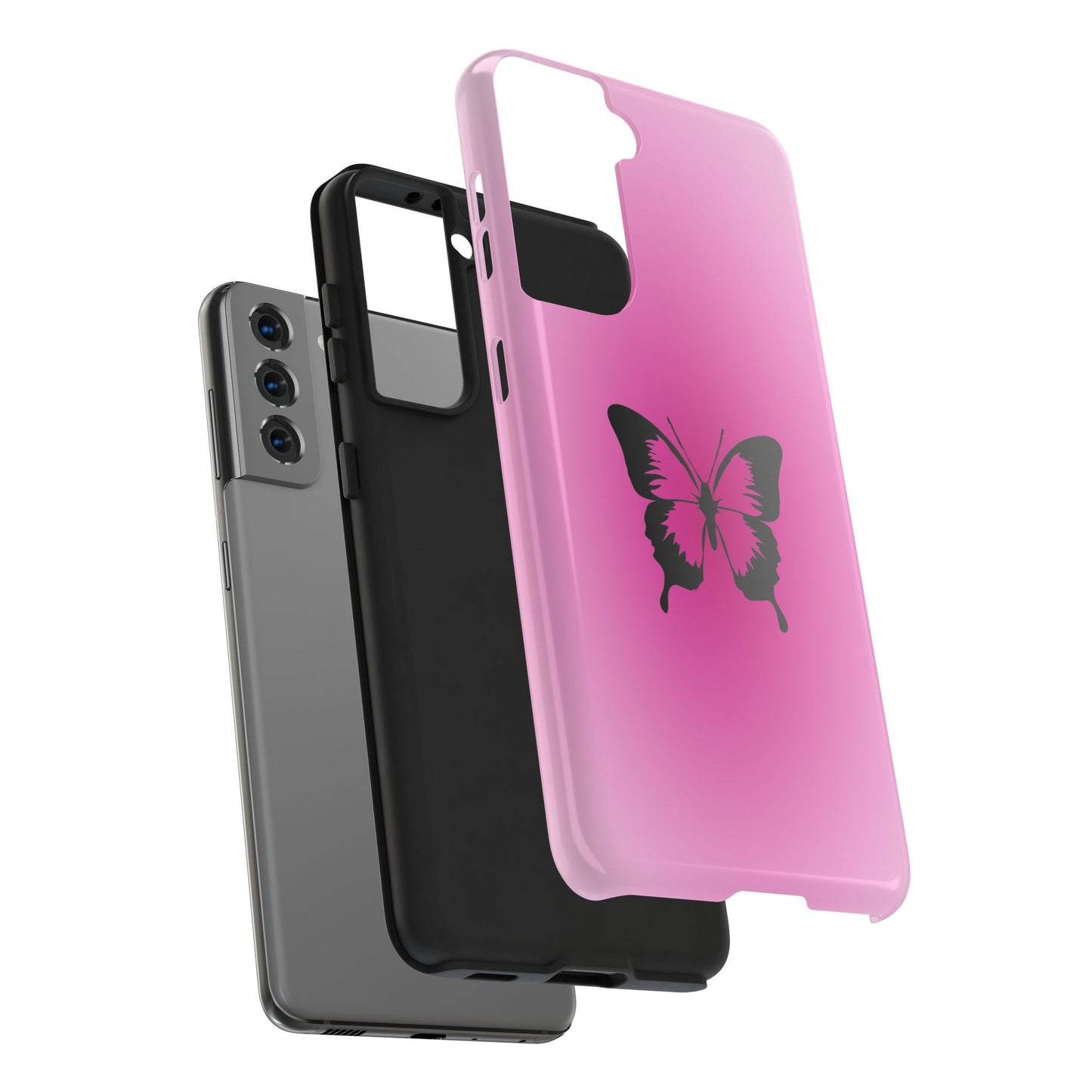 Cute Glossy Phone Case, Butterfly Pink Aura, Trendy, It Girl