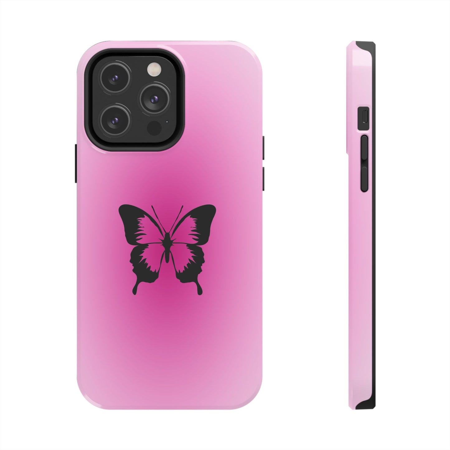 Cute Glossy Phone Case, Butterfly Pink Aura, Trendy, It Girl