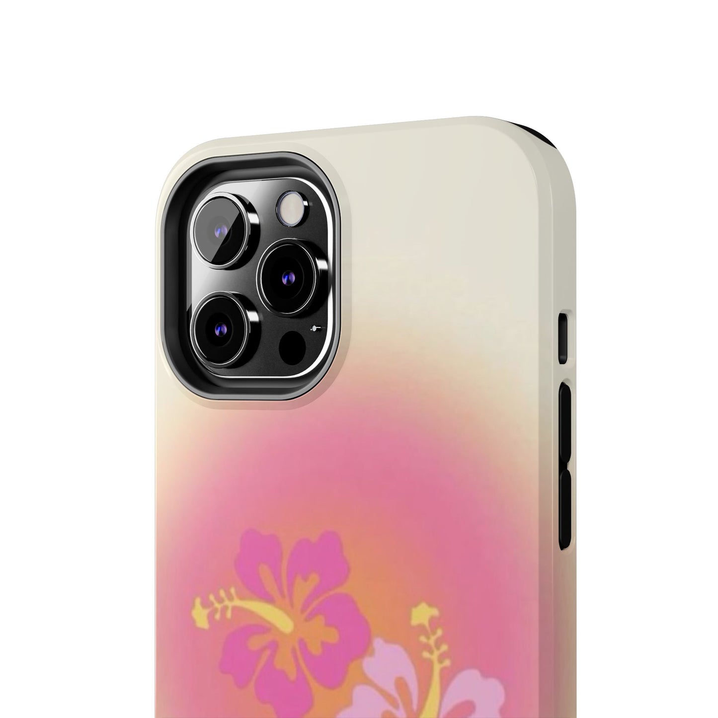 Pink Tropical Phone Case, Hawaiian, Hibiscus, Pink, Orange, Aura, Aesthetic, Clean Girl, Preppy, Beach, Los Angeles, Miami, Glossy Phone Case