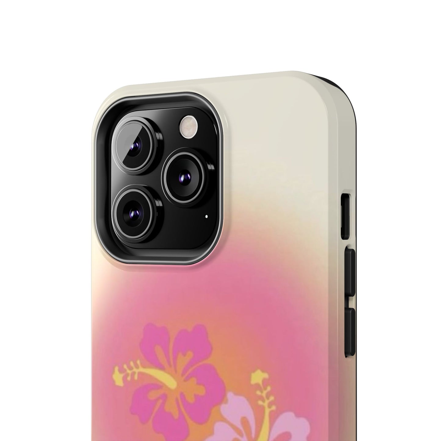 Pink Tropical Phone Case, Hawaiian, Hibiscus, Pink, Orange, Aura, Aesthetic, Clean Girl, Preppy, Beach, Los Angeles, Miami, Glossy Phone Case