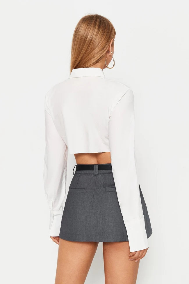 button down crop top