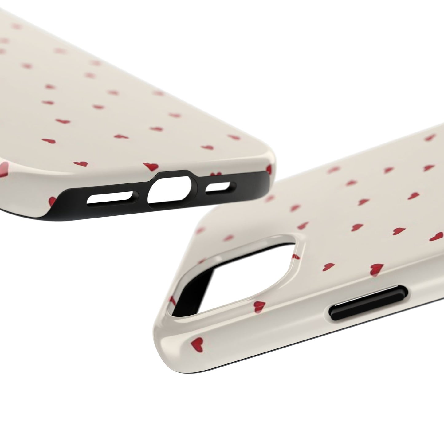 Glossy Phone Case, Red Heart Print, Coquette, Aesthetic Phone Case