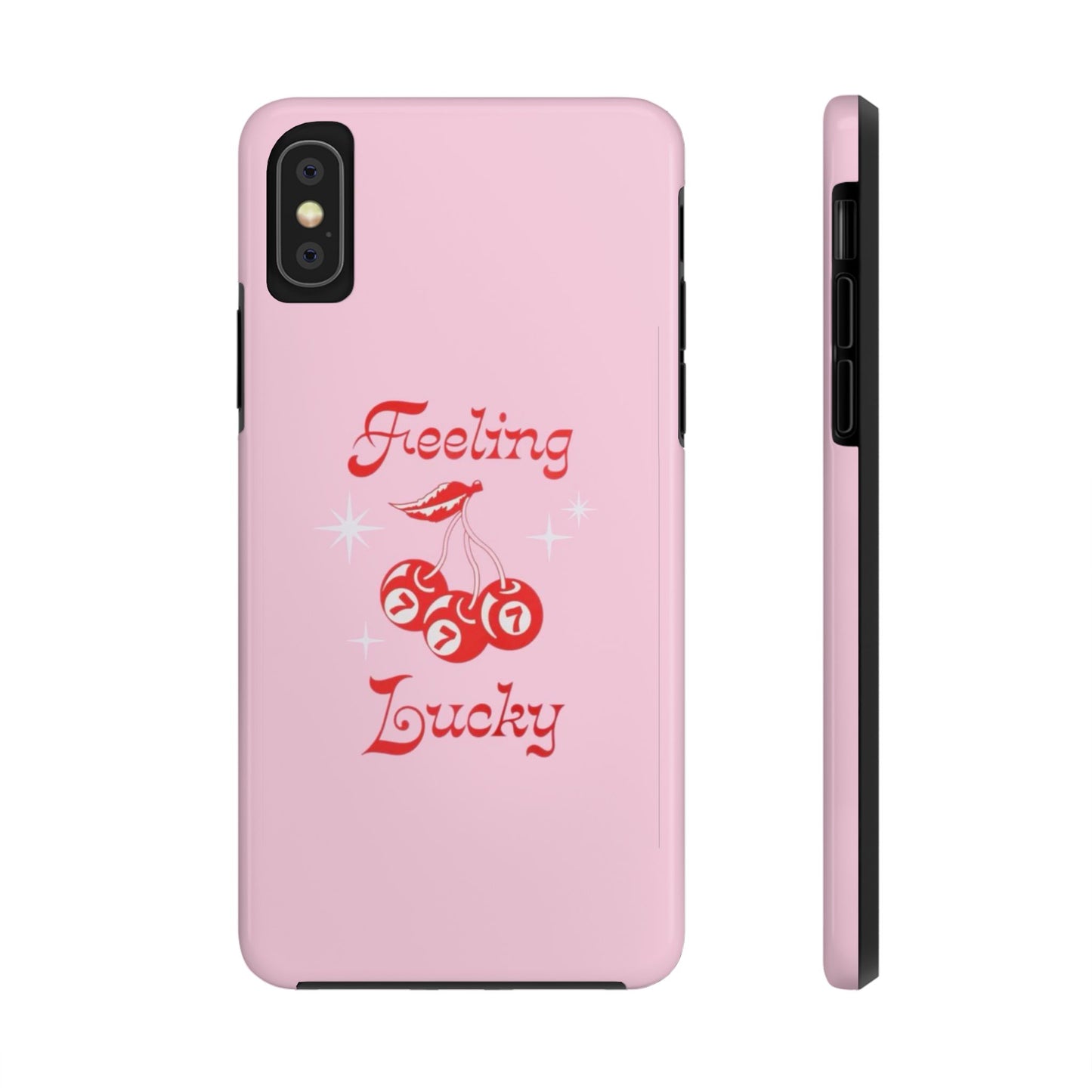 Feeling Lucky Pink Aesthetic Glossy Phone Case, Affirmations