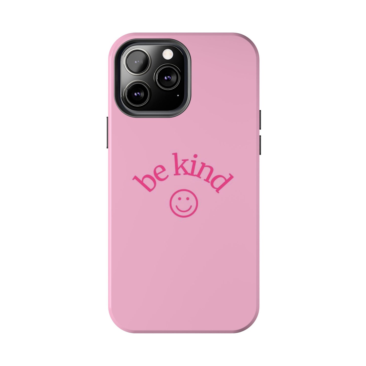 Be Kind Smiley Face Phone Case, Pink, Glossy