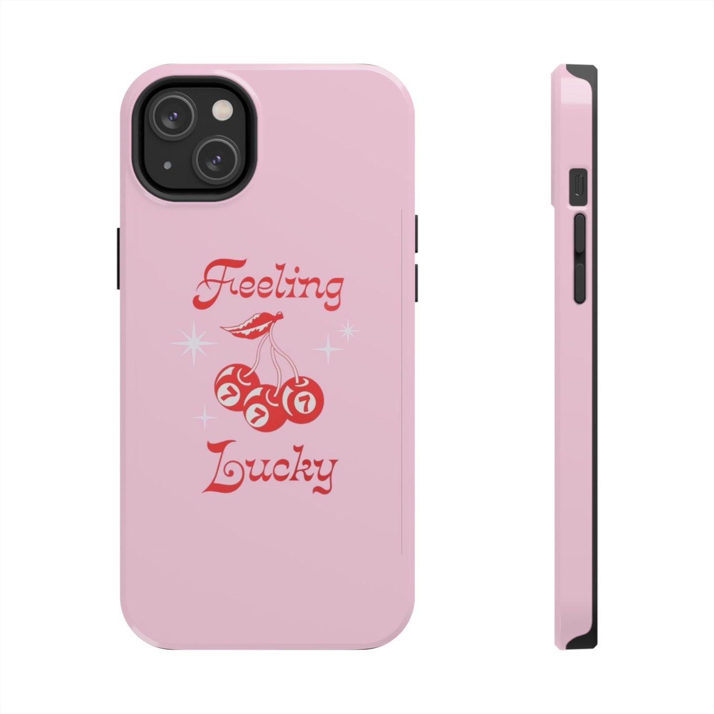 Feeling Lucky Pink Aesthetic Glossy Phone Case, Affirmations