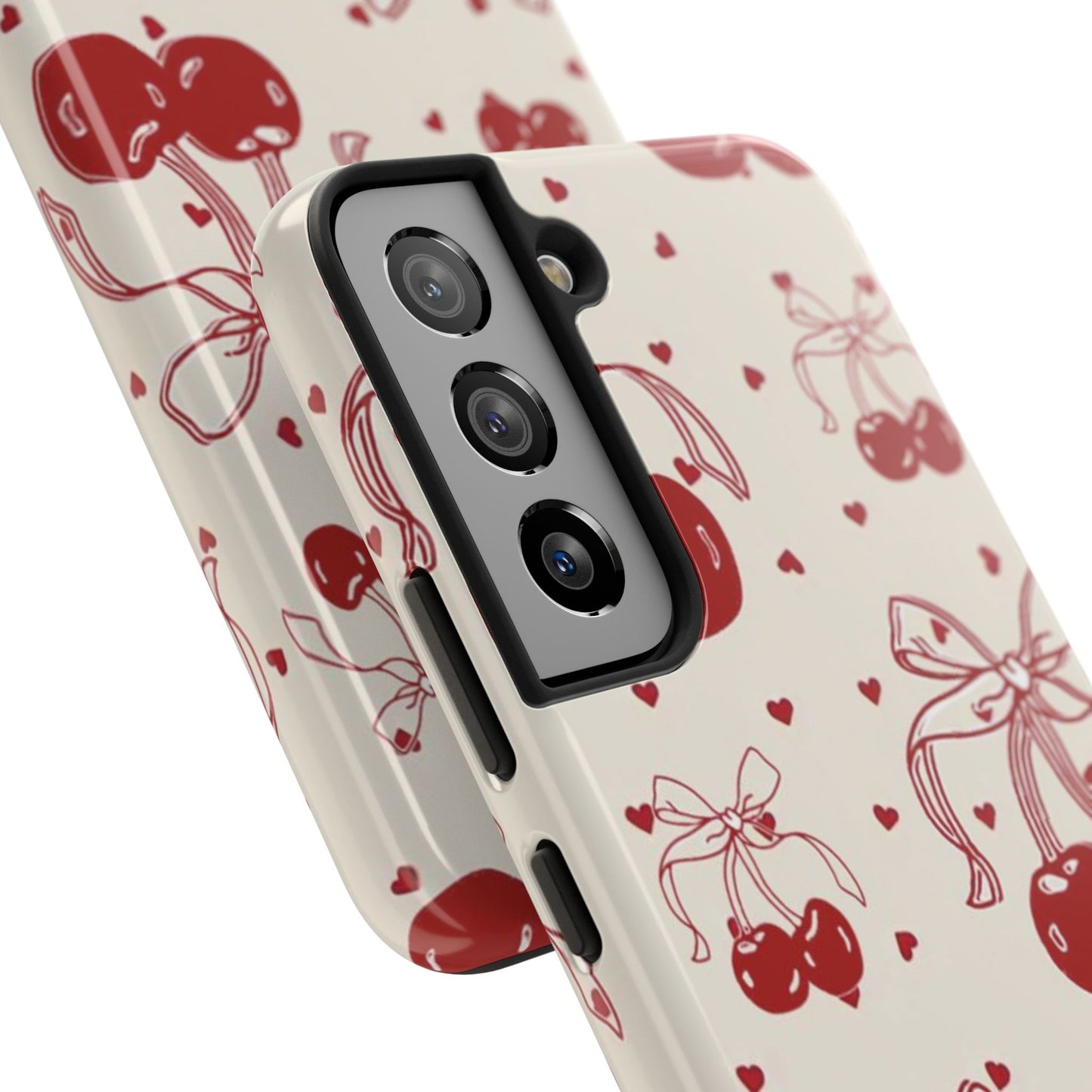 Red Cherry Pattern Fashion Aesthetic Glossy Phone Case