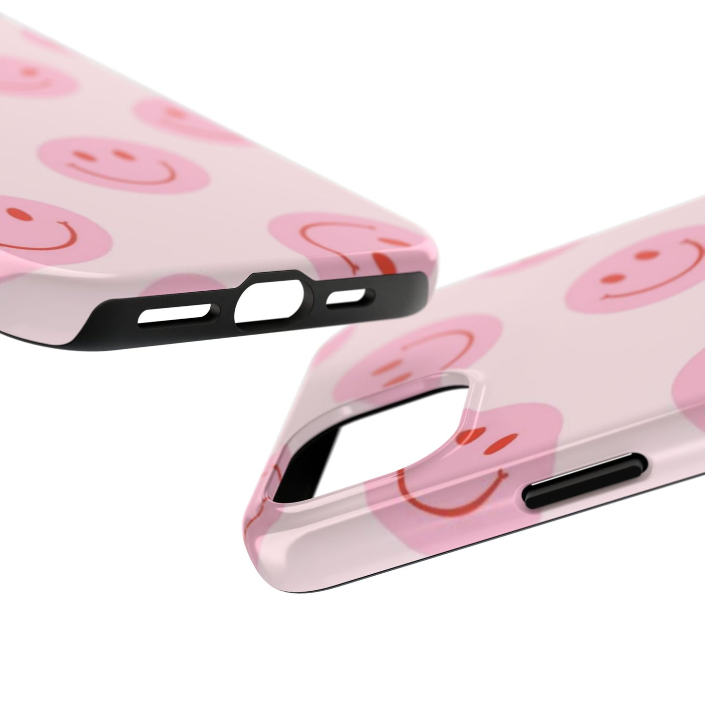 Smiley Face Pink Aesthetic Glossy Phone Case