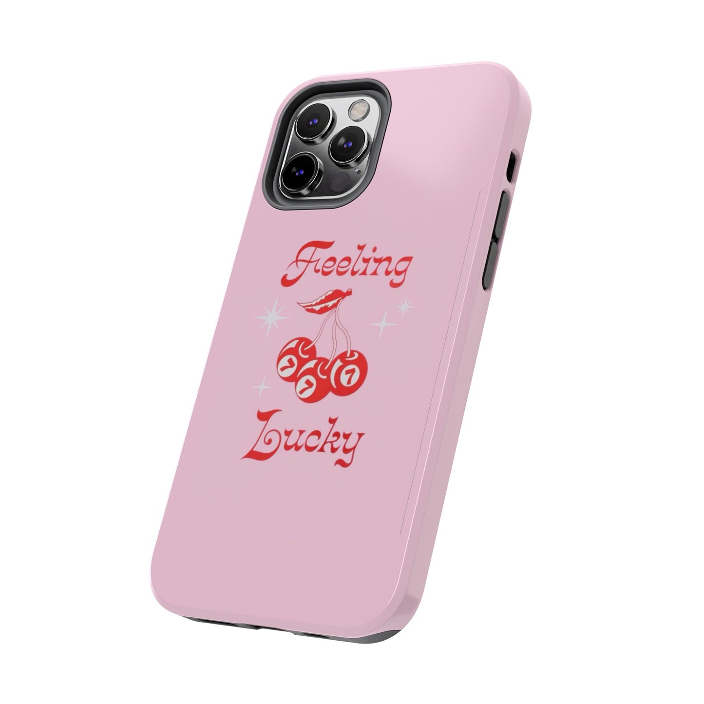 Feeling Lucky Pink Aesthetic Glossy Phone Case, Affirmations