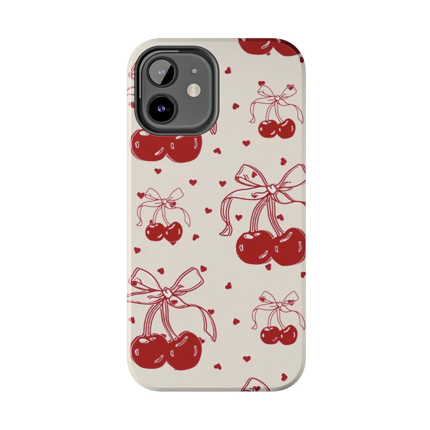 Red Cherry Pattern Fashion Aesthetic Glossy Phone Case