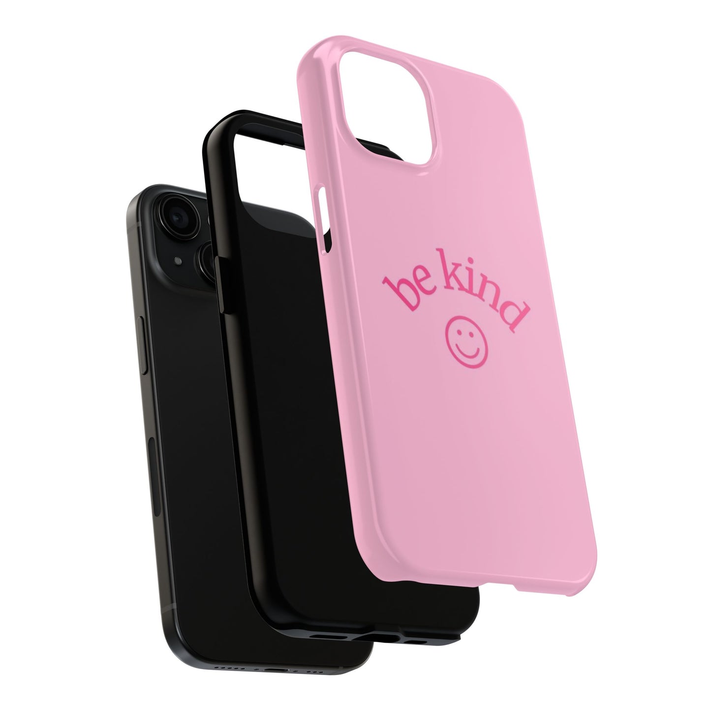 Be Kind Smiley Face Phone Case, Pink, Glossy