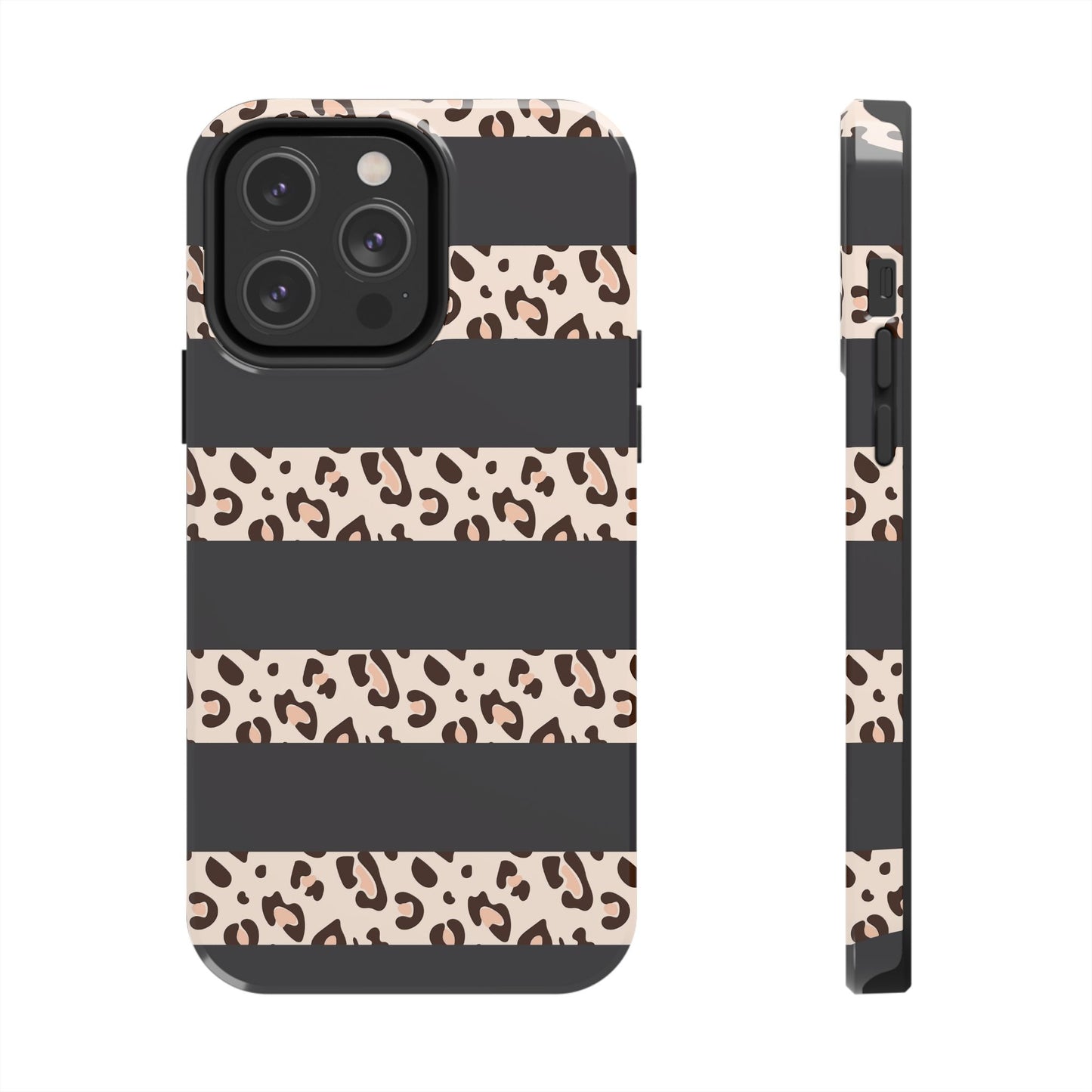 Cheetah Print Striped iPhone Case – Black Striped Cheetah Print Aesthetic