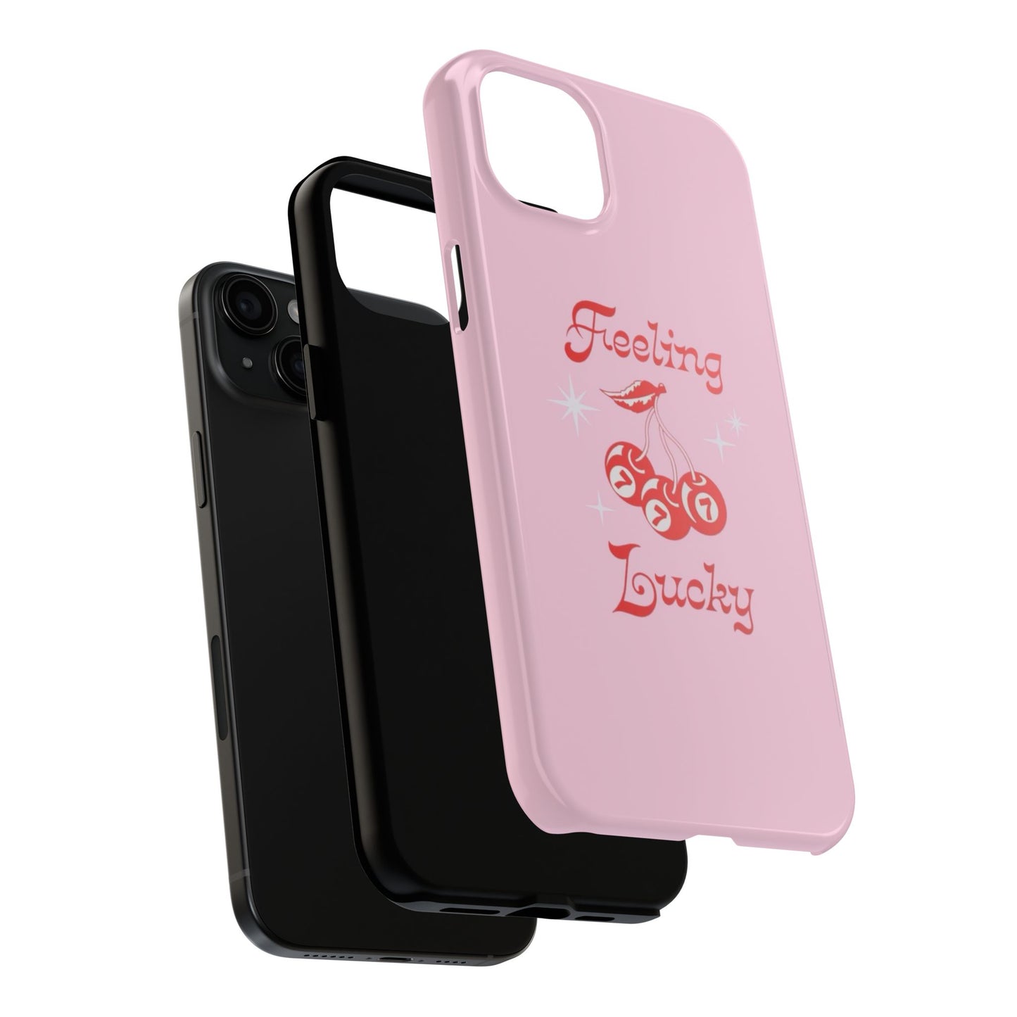 Feeling Lucky Pink Aesthetic Glossy Phone Case, Affirmations