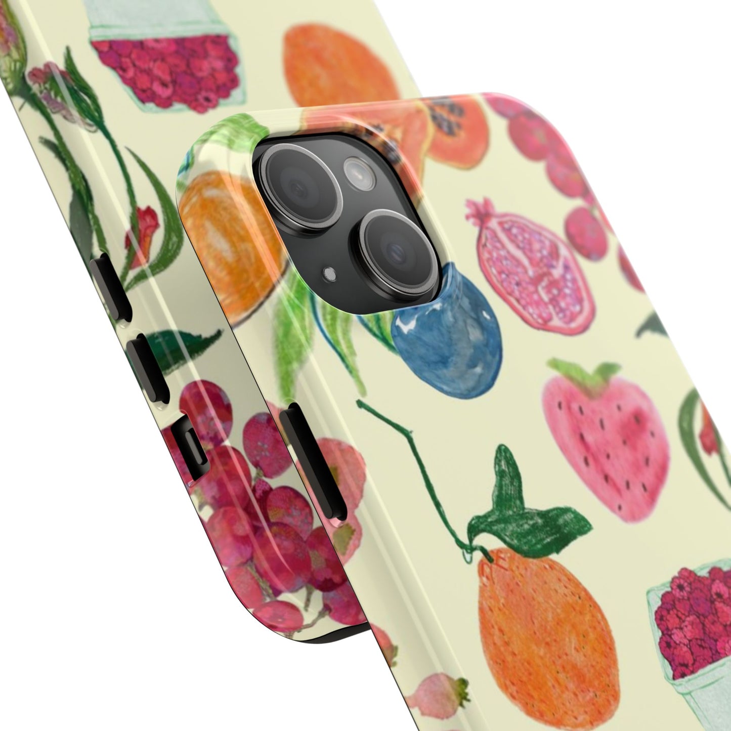 Fruit Print Phone Case, Yellow, Aesthetic, Hailey Bieber, Matilda Djerf, LA, Preppy, Clean Girl, Glossy Phone Case
