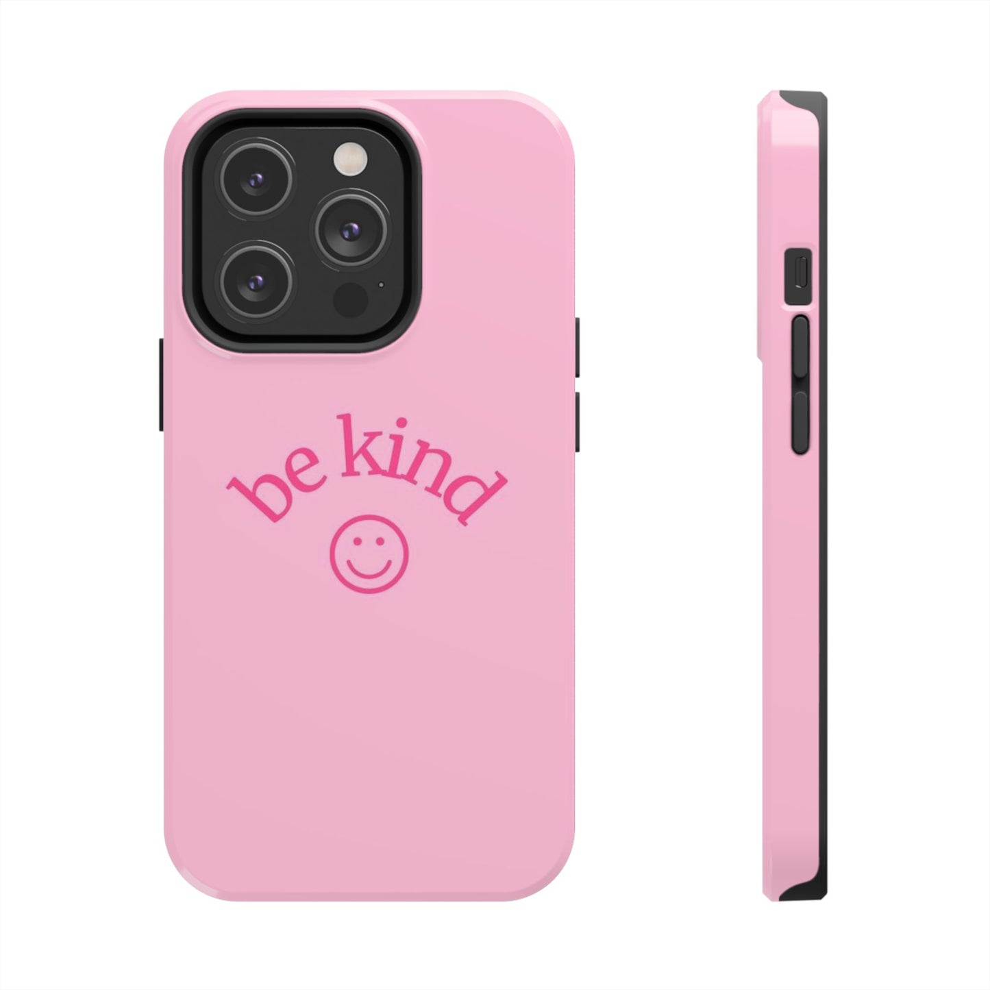 Be Kind Smiley Face Phone Case, Pink, Glossy