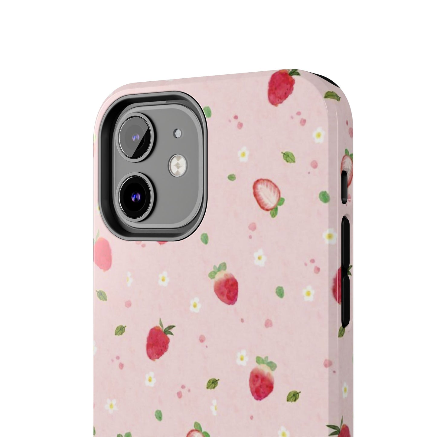 Strawberry Coquette Phone Case, Pink, Farmcore, Garden, Fairy, Spring Vibes, Fruit, Cute, Clean Girl, Glossy Phone Case