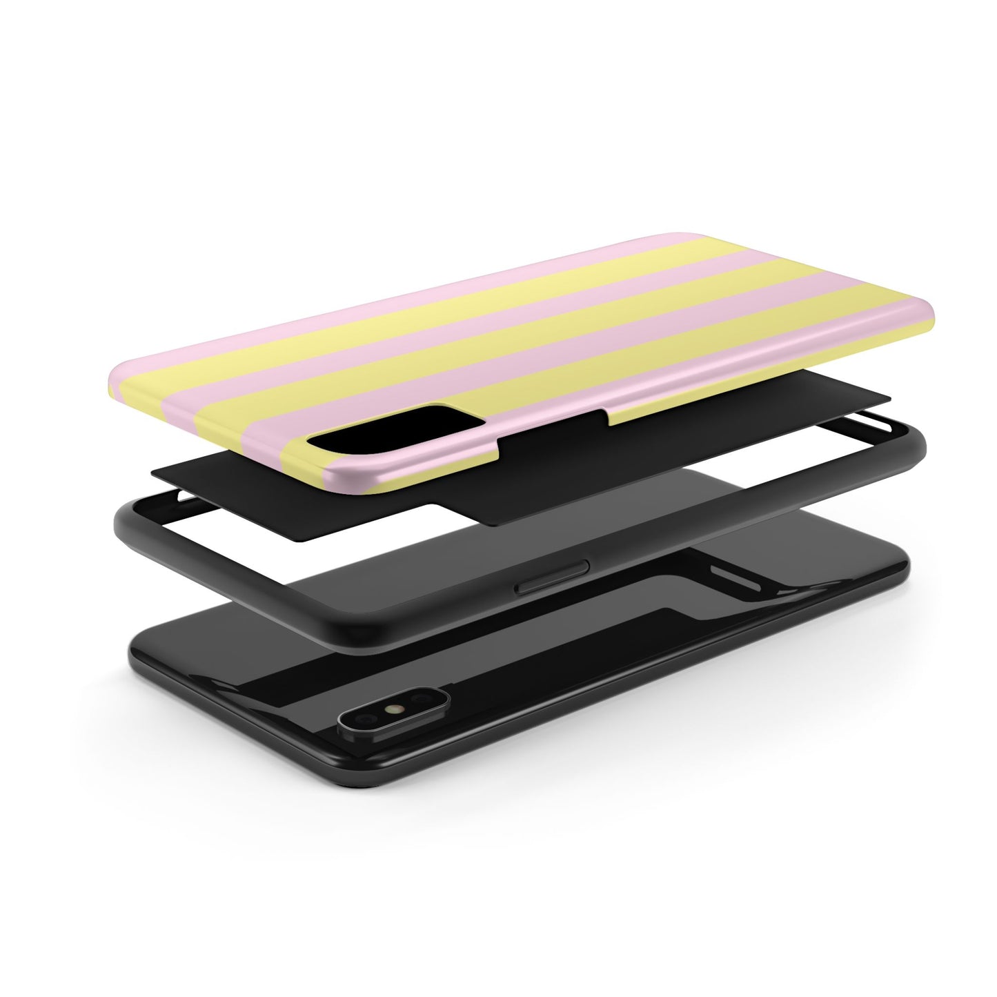 Pastel striped phone case, Pink and yellow stripes