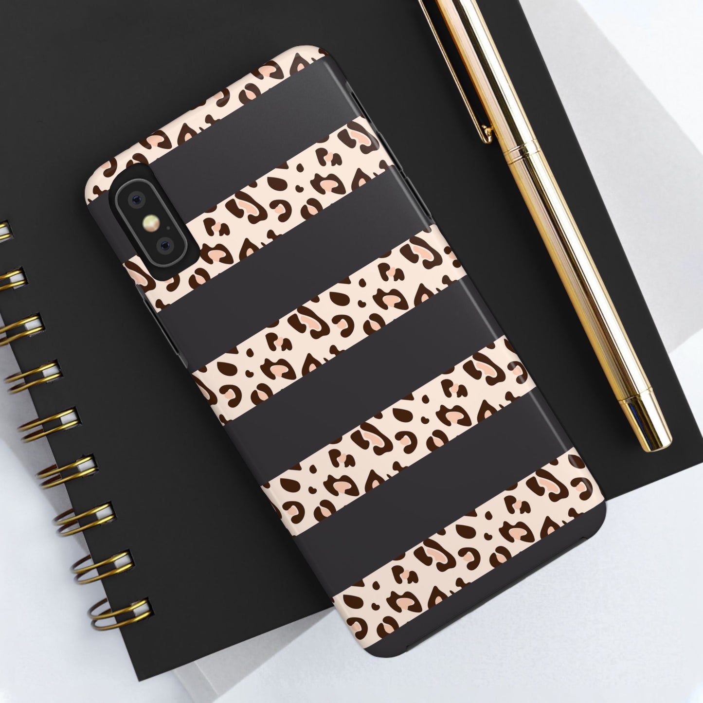 Cheetah Print Striped iPhone Case – Black Striped Cheetah Print Aesthetic