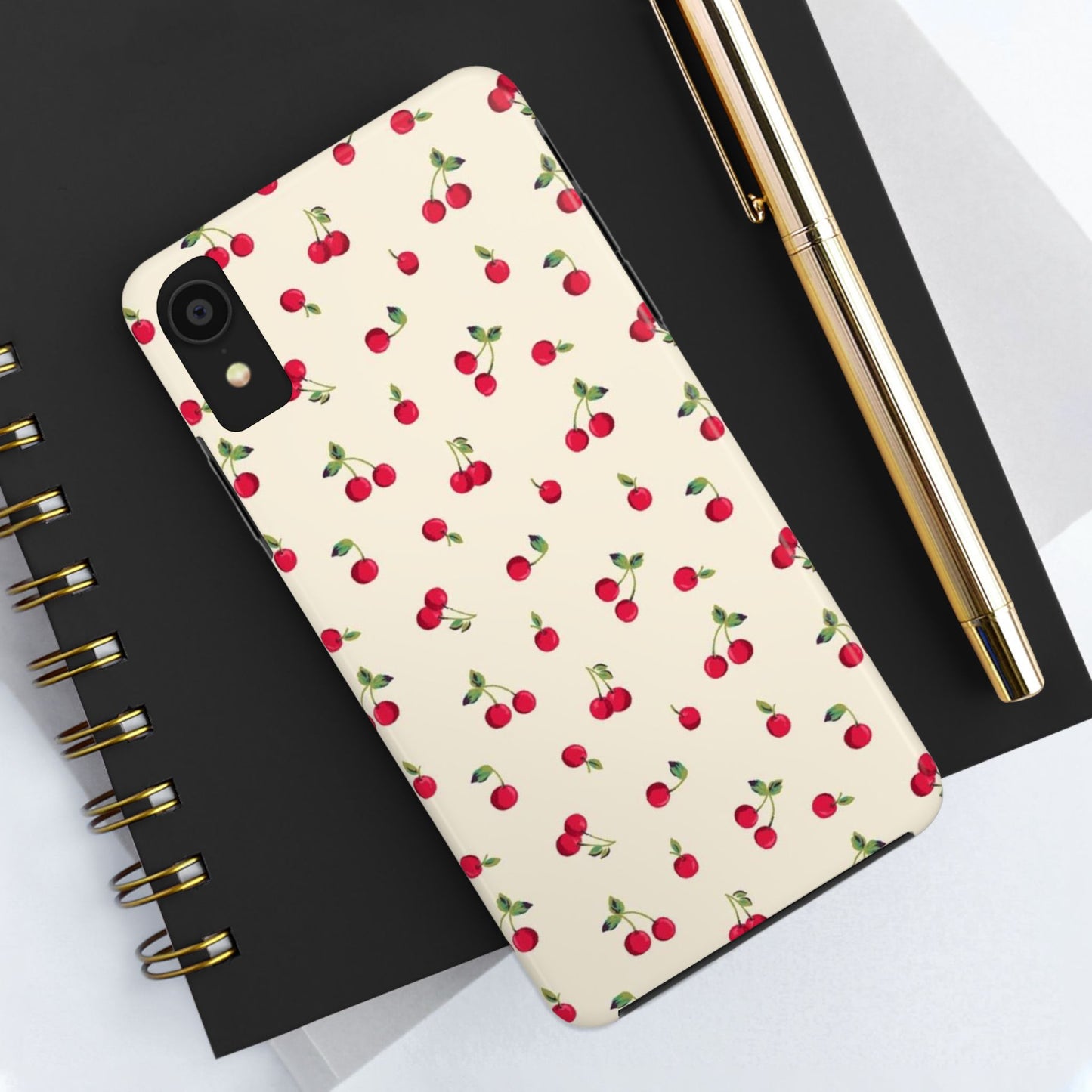 Cherry Print Glossy Phone Case, Feminine, Cutesy