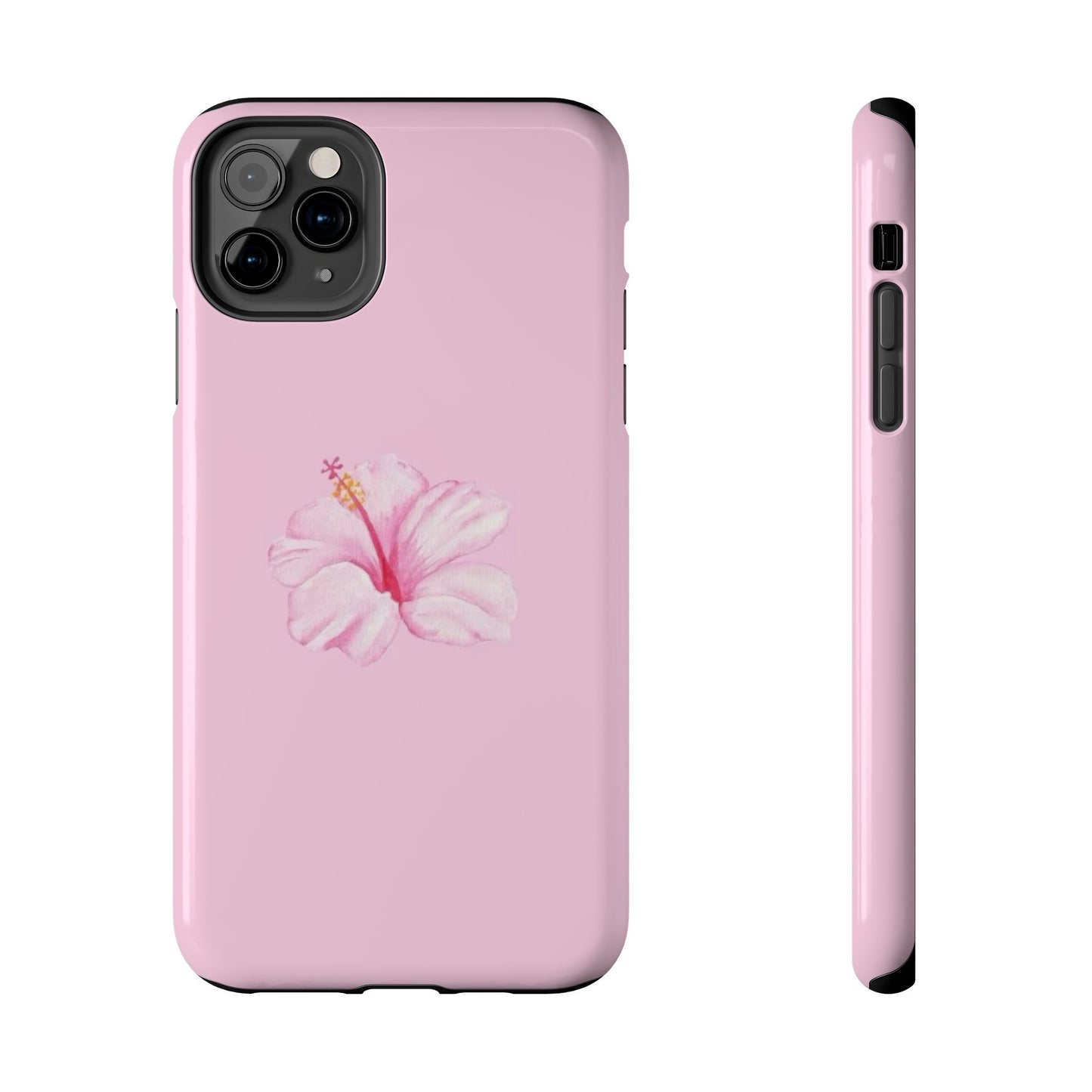 Hibiscus Flower Phone Case, Pink, Tropical, Hawaiin, Clean Girl Aesthetic, Preppy, Glossy Phone Case
