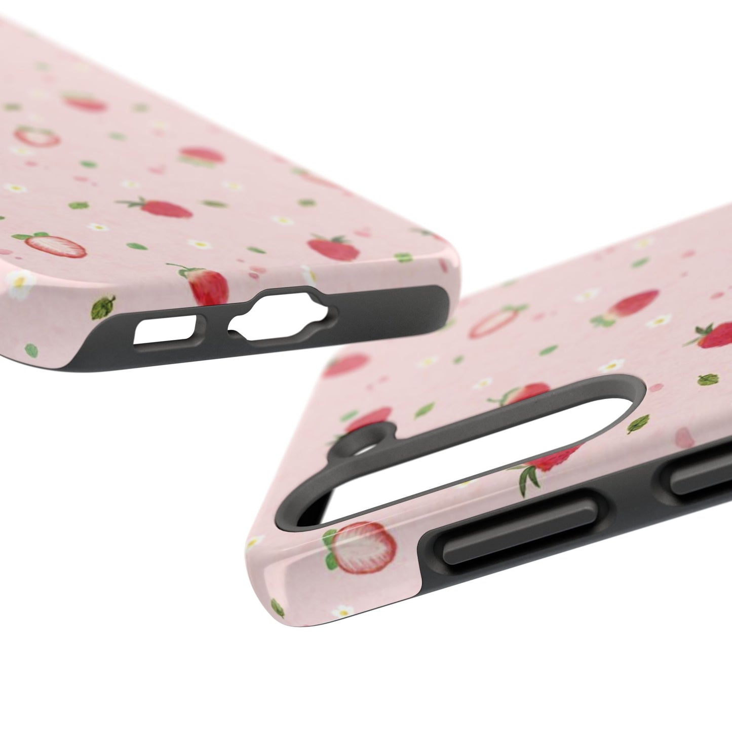 Strawberry Coquette Phone Case, Pink, Farmcore, Garden, Fairy, Spring Vibes, Fruit, Cute, Clean Girl, Glossy Phone Case
