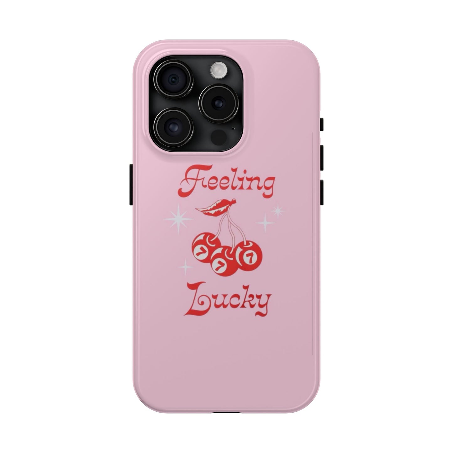 Feeling Lucky Pink Aesthetic Glossy Phone Case, Affirmations