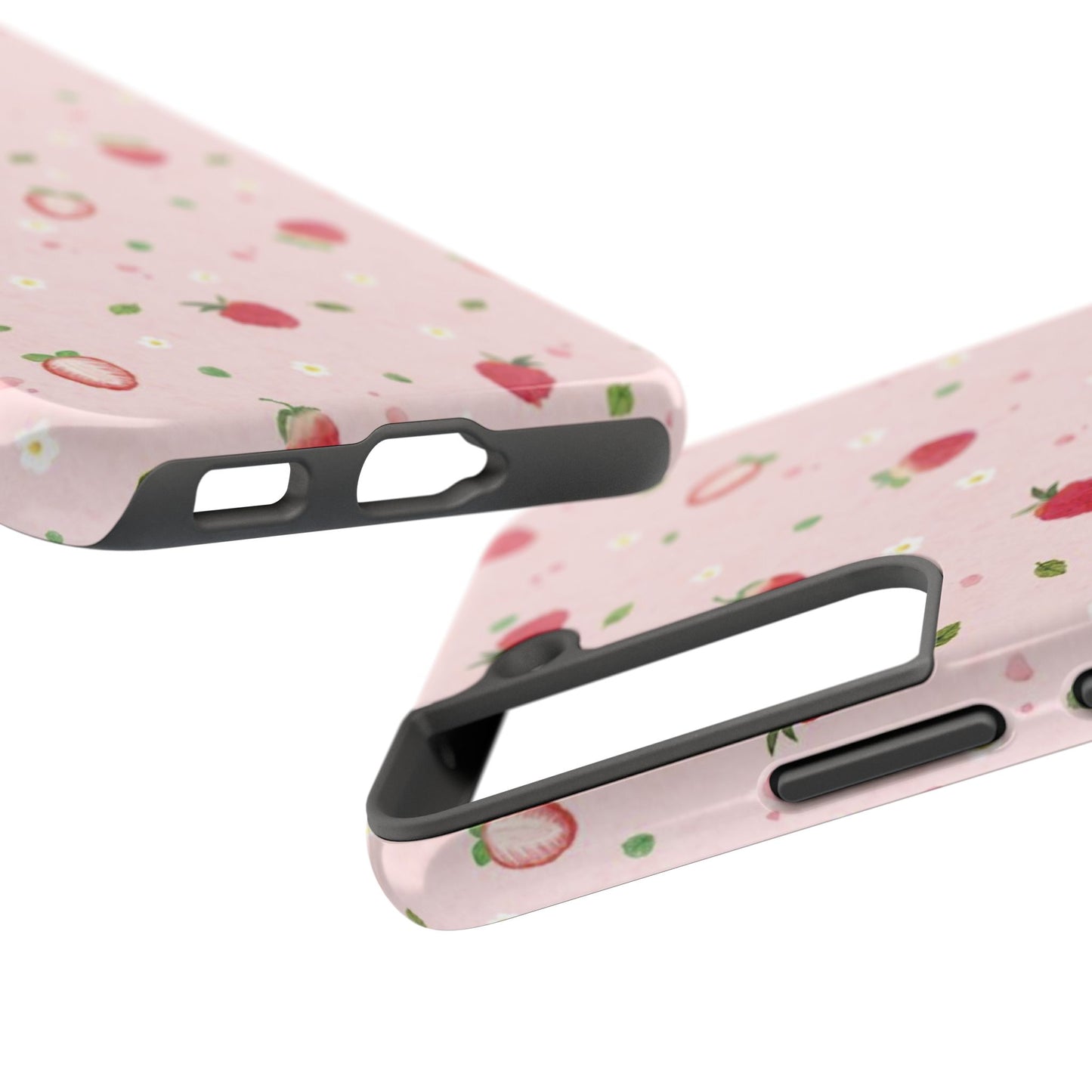 Strawberry Coquette Phone Case, Pink, Farmcore, Garden, Fairy, Spring Vibes, Fruit, Cute, Clean Girl, Glossy Phone Case