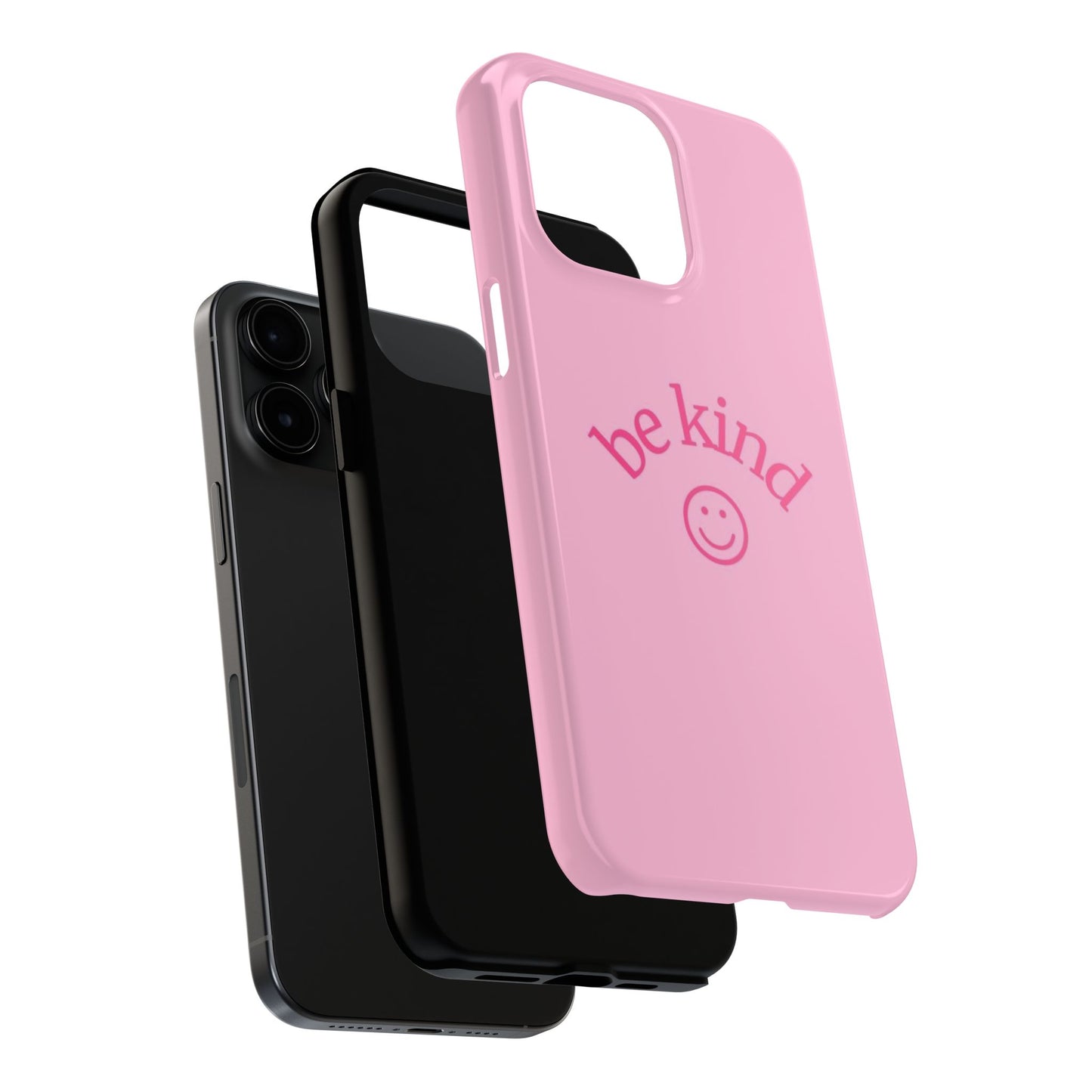 Be Kind Smiley Face Phone Case, Pink, Glossy