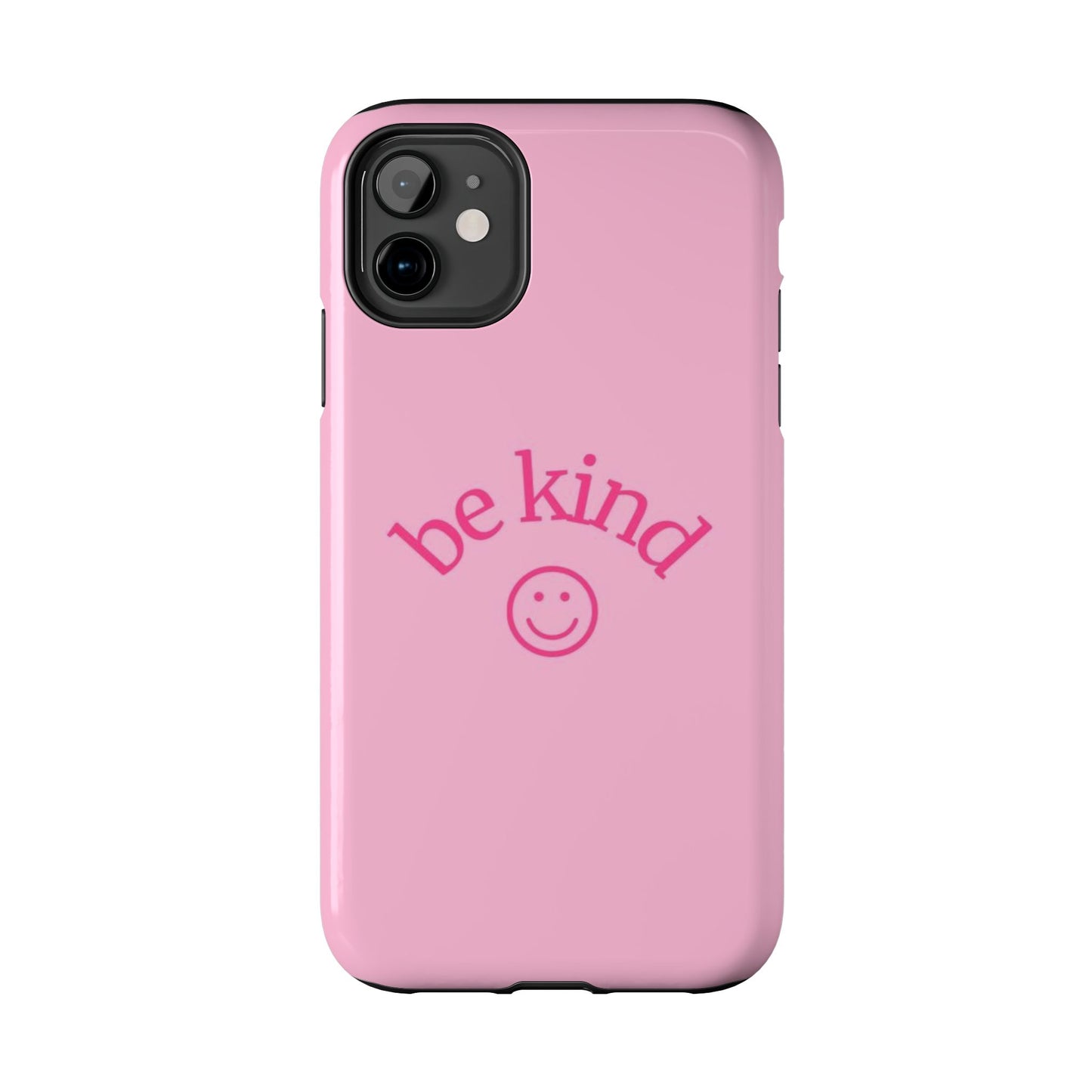 Be Kind Smiley Face Phone Case, Pink, Glossy