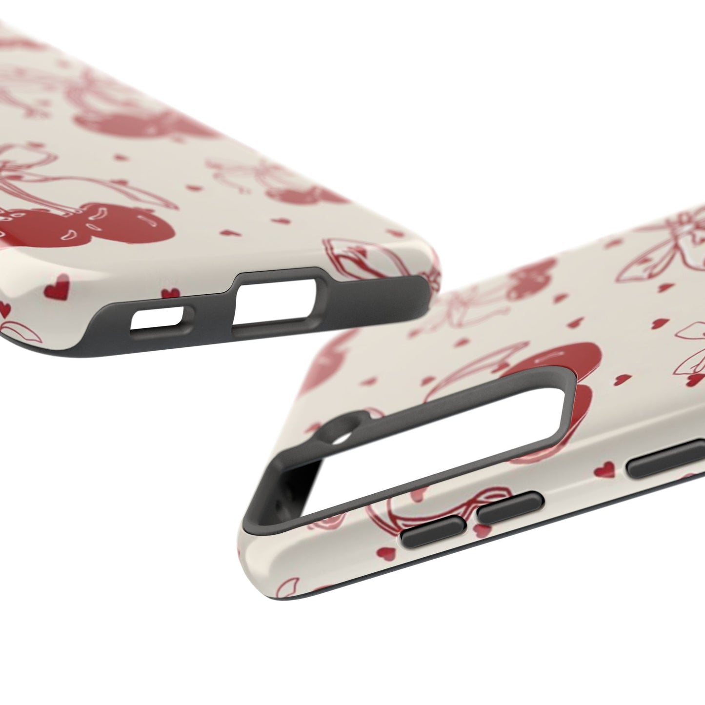 Red Cherry Pattern Fashion Aesthetic Glossy Phone Case
