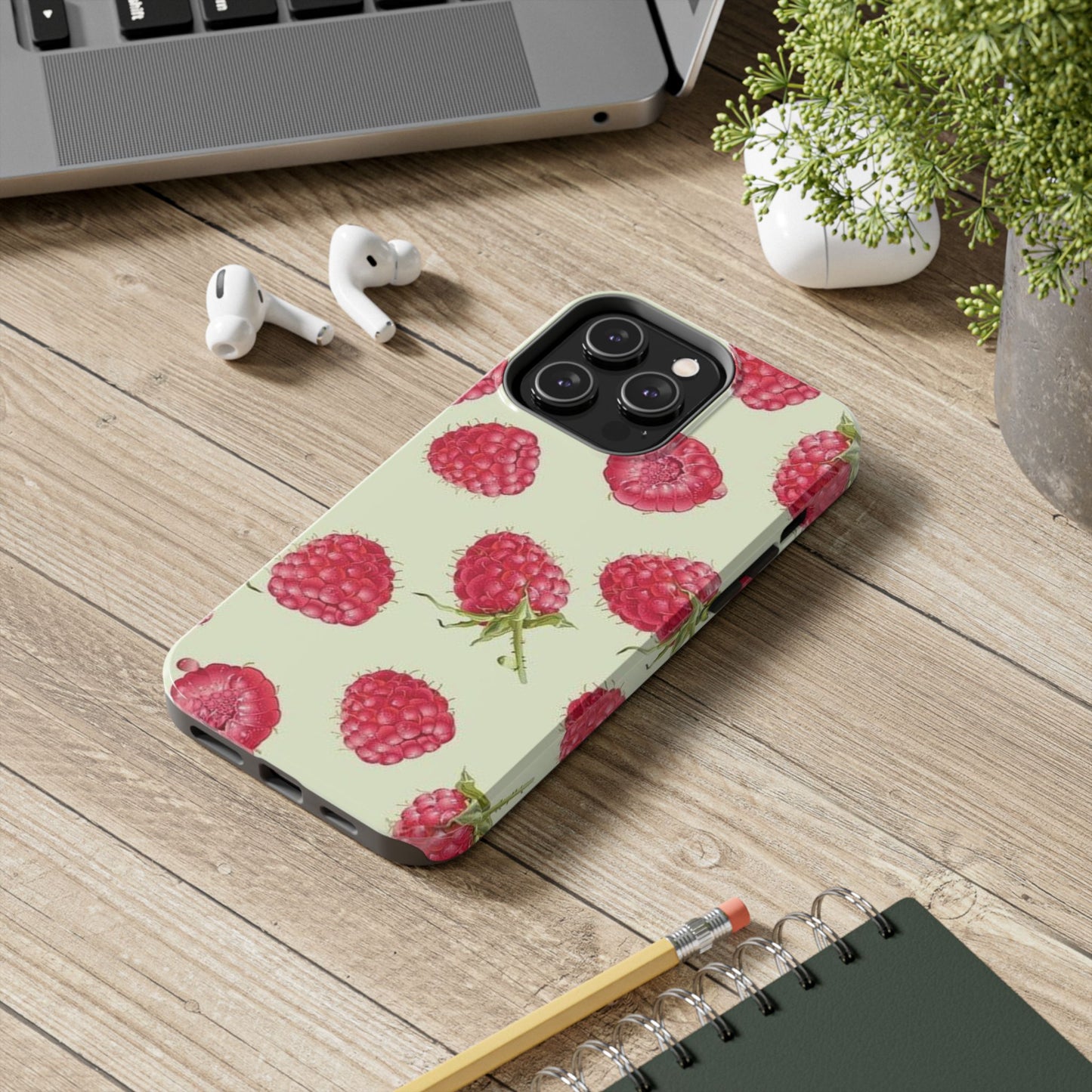 Raspberry Phone Case, Fruit, Cute, Clean Girl, Glossy Phone Case