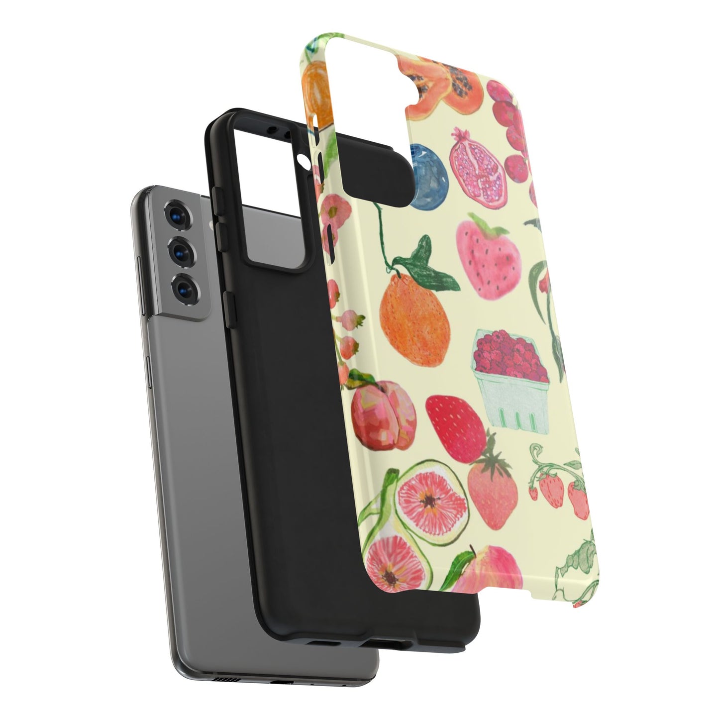 Fruit Print Phone Case, Yellow, Aesthetic, Hailey Bieber, Matilda Djerf, LA, Preppy, Clean Girl, Glossy Phone Case