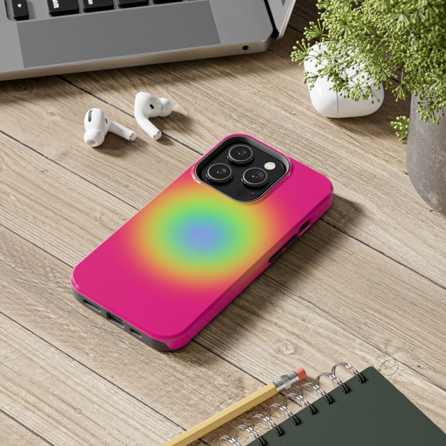 Pink Aura Phone Case, Pink, Yellow, Trendy, Clean Girl Aesthetic, Preppy, Glossy Phone Case