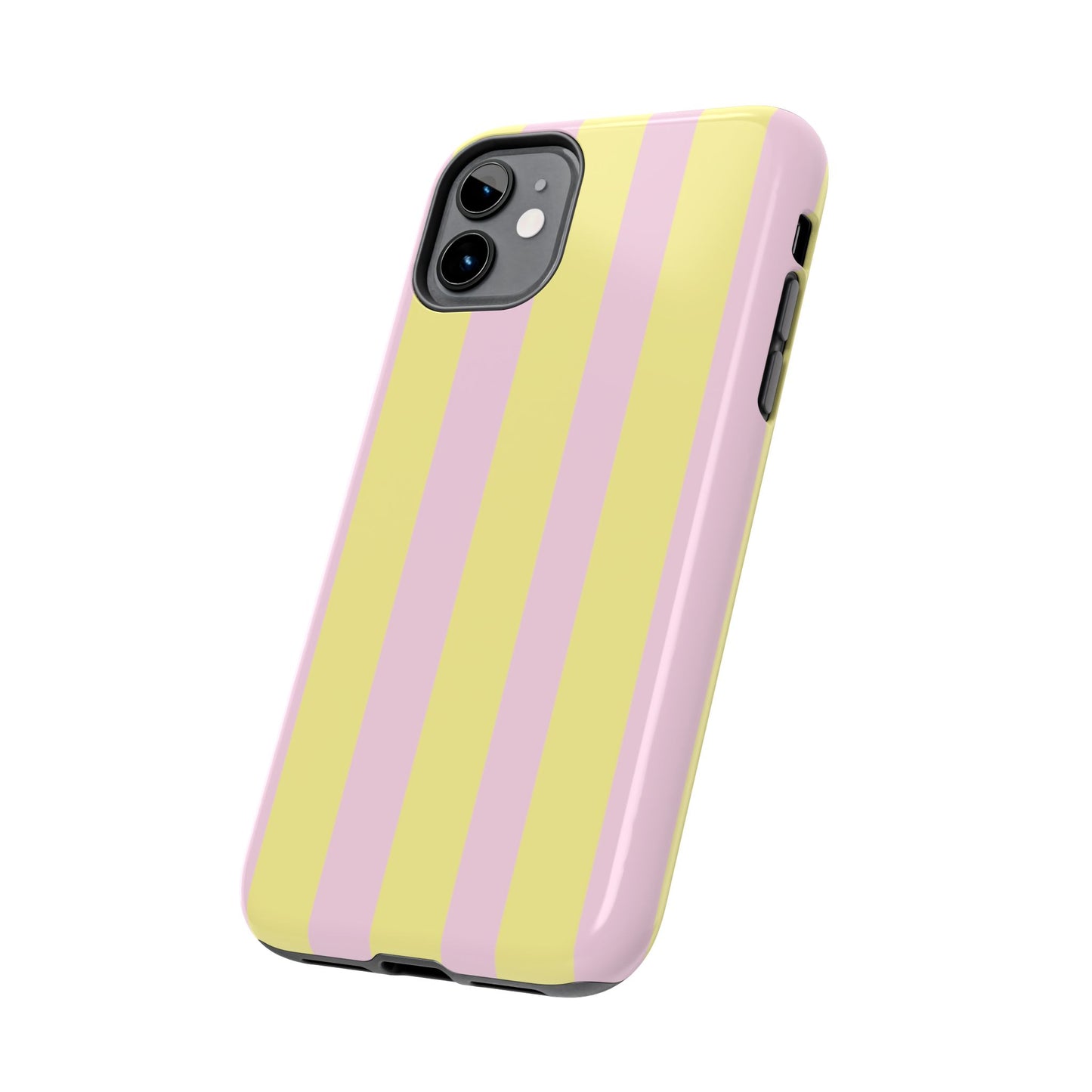 Pastel striped phone case, Pink and yellow stripes