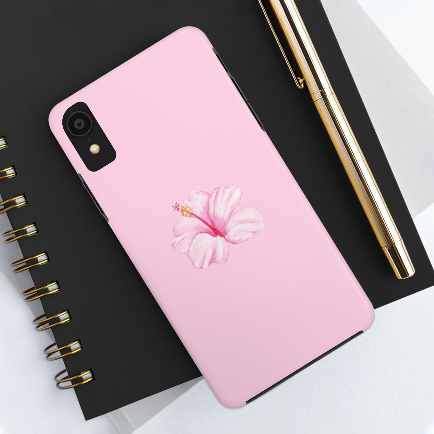 Hibiscus Flower Phone Case, Pink, Tropical, Hawaiin, Clean Girl Aesthetic, Preppy, Glossy Phone Case