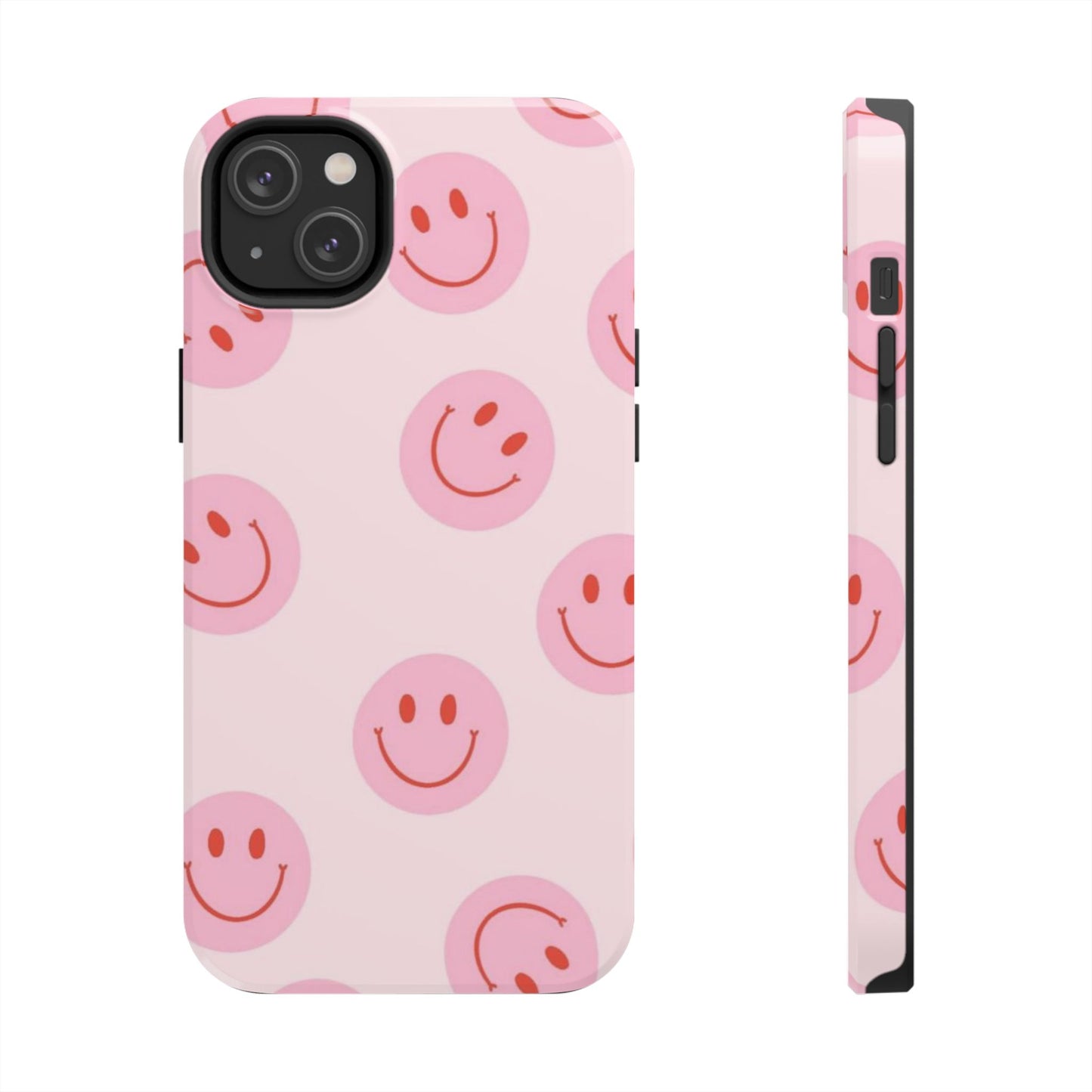 Smiley Face Pink Aesthetic Glossy Phone Case