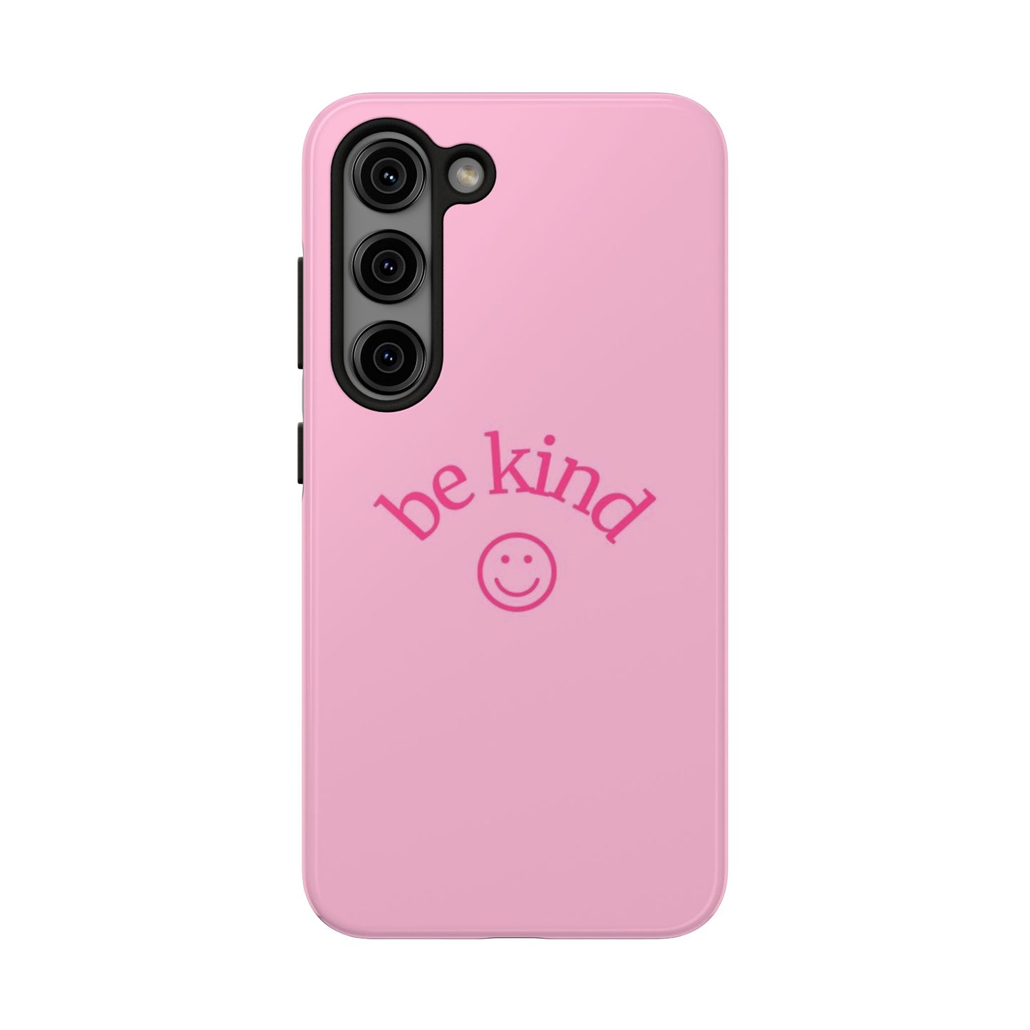 Be Kind Smiley Face Phone Case, Pink, Glossy