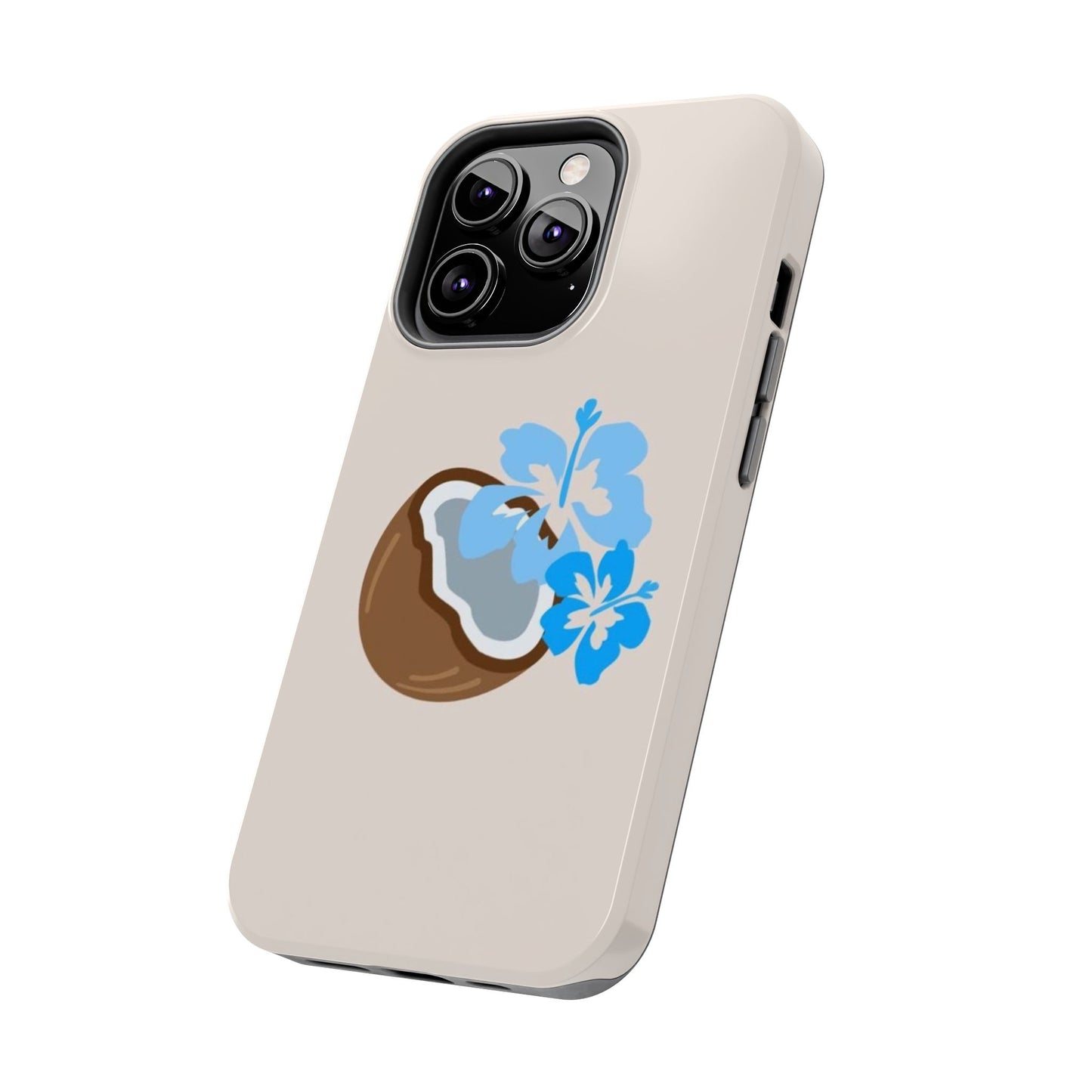 Hawaiian Cute Phone Case, Coconut, Hibiscus, Summery, Tropical, Clean Girl Aesthetic, Preppy, Glossy Phone Case