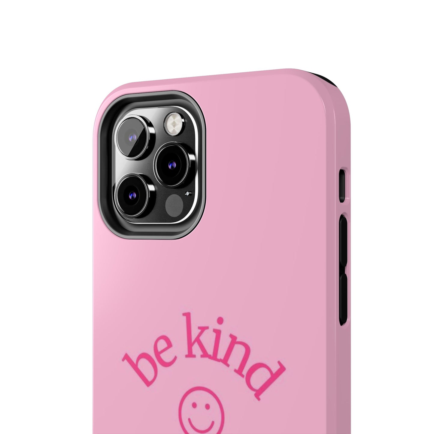 Be Kind Smiley Face Phone Case, Pink, Glossy
