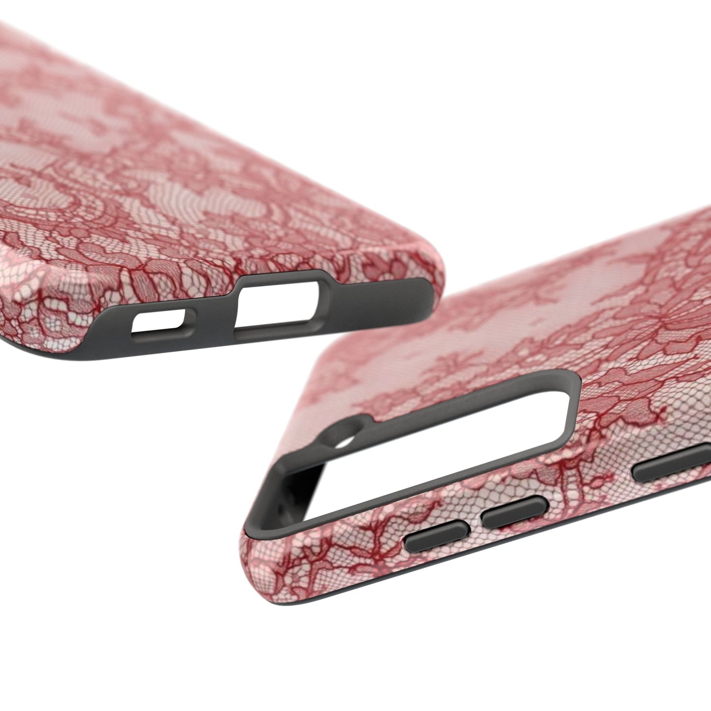 Red Lace Print Phone Case, Cool Girl Aesthetic, Glossy Phone Case, Faux Lace, Red Lace